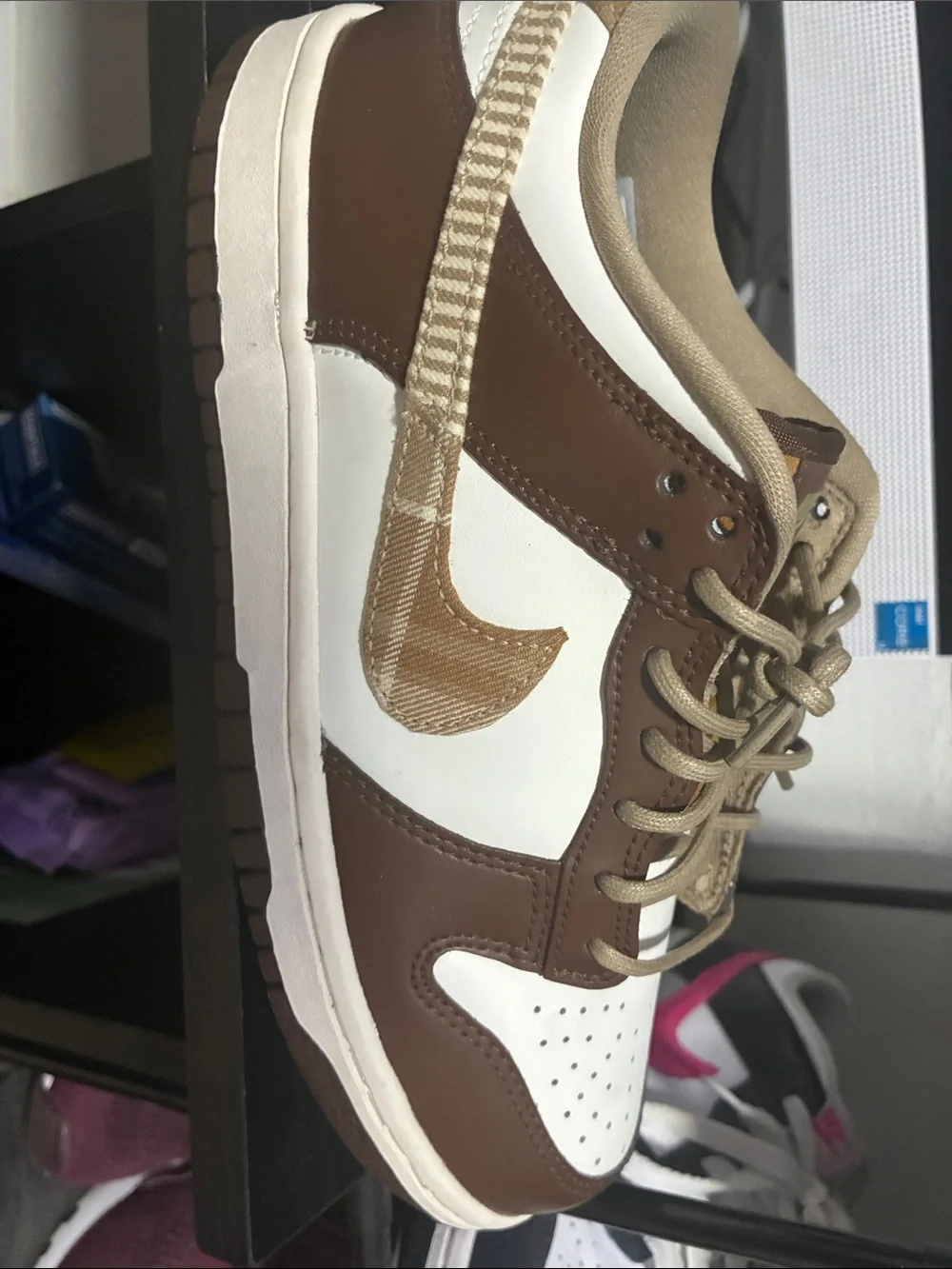 Brown and White Low-Top Casual Sneaker